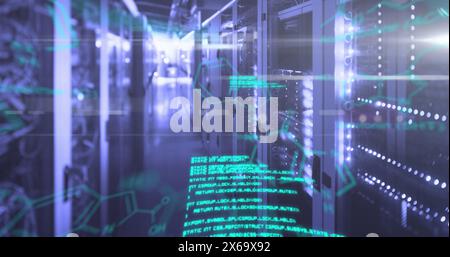 Image of data processing over servers Stock Photo