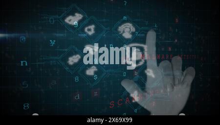 Image of data processing over hand Stock Photo
