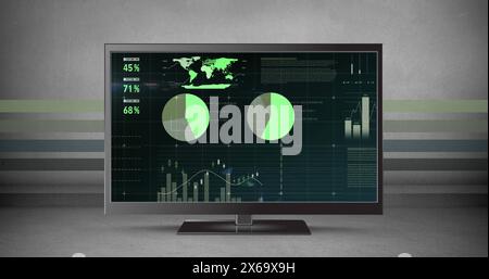 Image of data processing on computer screen Stock Photo