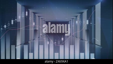 Composite image of statistical data processing against empty office in background Stock Photo