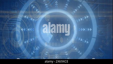 Image of data processing over blue background Stock Photo