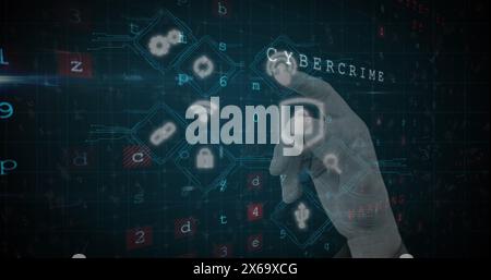 Image of data processing over hand Stock Photo