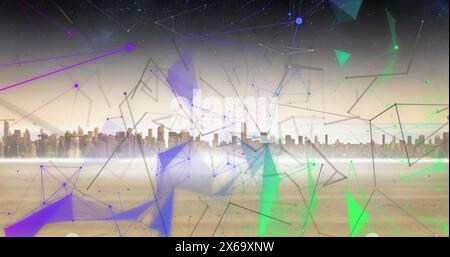 Image of data processing over landscape Stock Photo