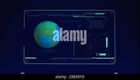 Image of globe over data processing on black background Stock Photo