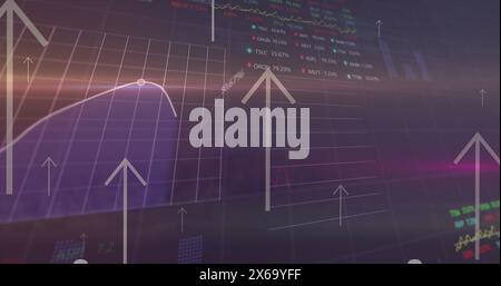 Image of financial data processing with arrows Stock Photo