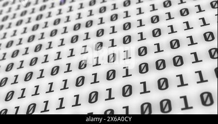 Digital image of multiple changing numbers against binary coding data processing Stock Photo