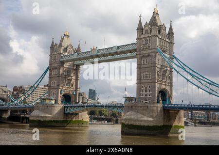 Tower Bridge London, viewed from London South Bank, Grade 1 listed structure built to cross the Thames in 1894, London,England,UK,2023 Stock Photo