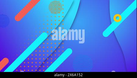 Image of lines and circles over blue background Stock Photo