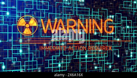Image of warning text over shapes Stock Photo