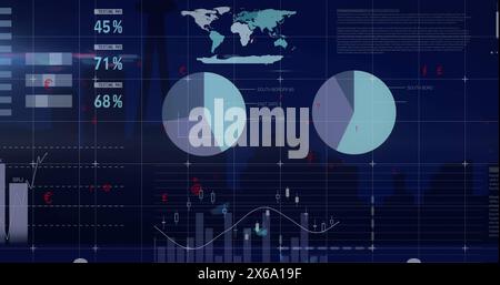 Image of statistics and data processing on screen Stock Photo