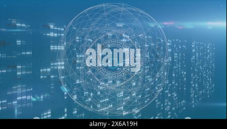 Image of globe over server room Stock Photo