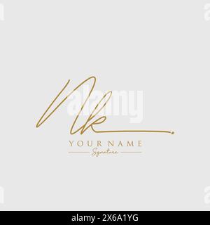 NK Signature Logo Template Stock Vector