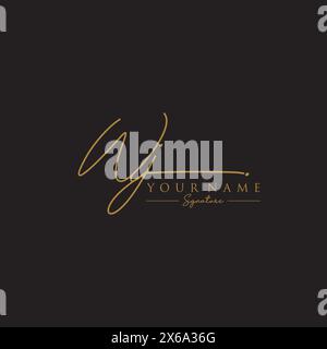 WJ Signature Logo Template Stock Vector