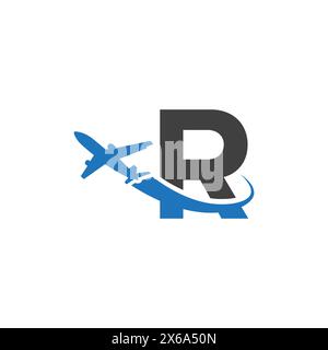 R letter logo with airplane Stock Vector