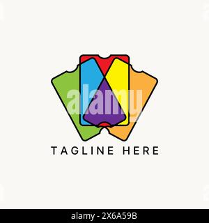Logo design graphic concept creative premium vector stock template emblem line 3 ID card information agent office Related to company advertising label Stock Vector