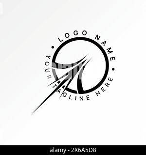 Logo design graphic concept creative premium vector stock abstract unique spear weapon fast arrow swoosh on circle line. Related to purpose sport Stock Vector