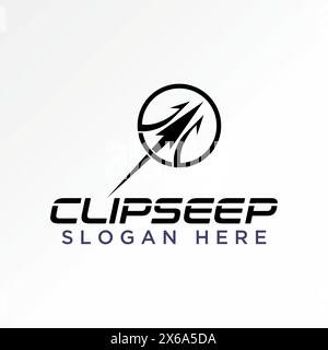 Logo design graphic concept creative premium vector stock abstract unique spear weapon fast arrow swoosh on circle line. Related to purpose sport Stock Vector