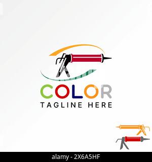 Logo design graphic concept creative premium vector stock abstract unique squeeze glue tool equipment ellipse swoosh Related to repair adhesive rubber Stock Vector