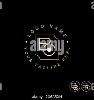 Logo design graphic concept creative premium abstract vector stock initial letter BC line font connect dot circle Related to monogram typography brand Stock Vector