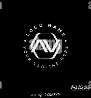 Logo design graphic concept creative premium abstract vector stock letter initial AV font flip mirror hexagon. Related to monogram typography branding Stock Vector