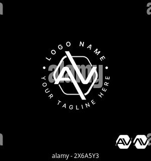 Logo design graphic concept creative premium abstract vector stock initial letter AV font flip mirror hexagon. Related to monogram typography branding Stock Vector