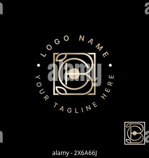 Logo design graphic concept creative premium abstract vector stock initial letter BC or CB line font connect leaves. Related monogram typography brand Stock Vector
