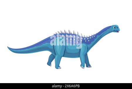 Prehistoric cartoon ampelosaurus dinosaur. Isolated vector vibrant dino ...