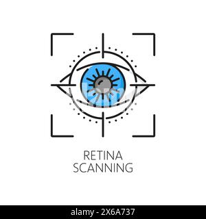 Retina scanning biometric identification, recognition and verification icon. Isolated vector color sign, featuring eye inside of snap shot frame. Futuristic symbol of cutting-edge security technology Stock Vector