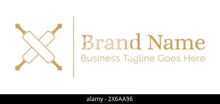 Bakery Logo with Rolling Pin or Dough Roller for Bread Stock Vector