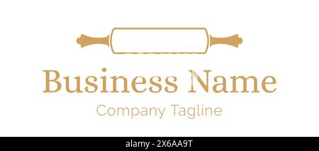 Simple Clean Bakery Logo with Rolling Pin Stock Vector