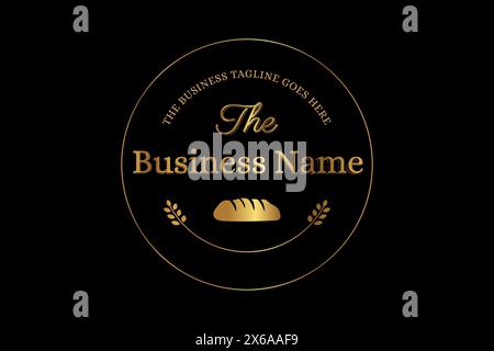 Round Gold Bakery Logo Badge Stock Vector