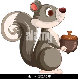 Vector illustration of a squirrel with an acorn Stock Vector