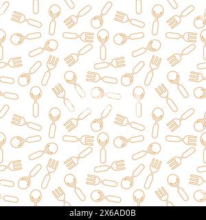 Spoon and fork pattern background design. seamless pattern food vector Stock Vector