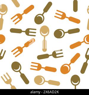 Spoon and fork pattern background design, spoon and fork wallpaper. seamless pattern food Stock Vector
