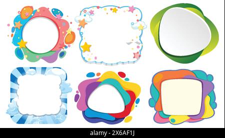 Assorted colorful frames in playful designs Stock Vector
