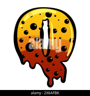 Halloween font letter Q latin alphabet. Orange bubbling colorful spooky Stock Vector