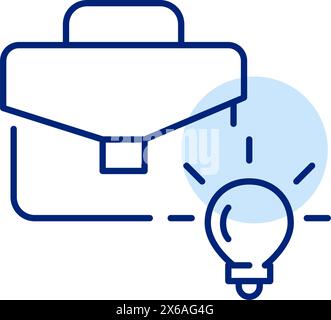 Business innovation and creative thinking. Briefcase and light bulb. Forward-thinking and ideas. Pixel perfect, editable stroke vector icon Stock Vector