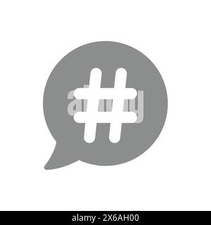 Chat bubble with hashtag vector icon. Social media and influencer symbol. Stock Vector