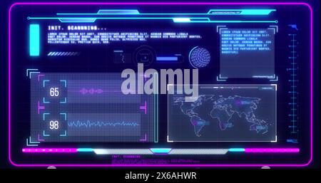 Image of computing data processing over screens Stock Photo