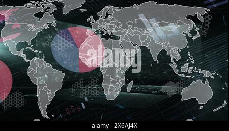 Image of world map and data processing Stock Photo