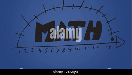 Image of mathematical data processing over blue background Stock Photo