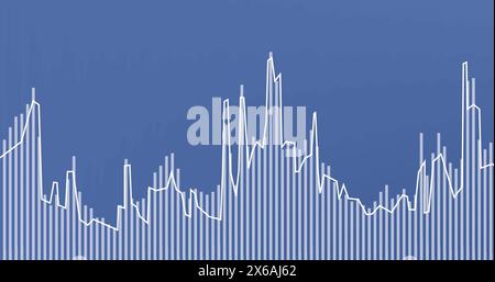 Image of statistics and data processing over blue background Stock Photo