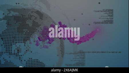 Image of data processing over globe Stock Photo
