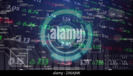 Image of scope scanning and financial data processing Stock Photo
