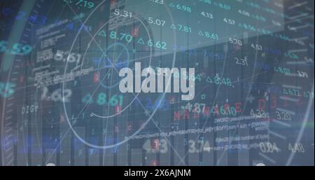 Image of scope scanning and financial data processing Stock Photo