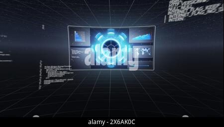 Image of data processing over grid Stock Photo