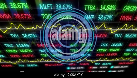 Image of scope scanning and financial data processing Stock Photo