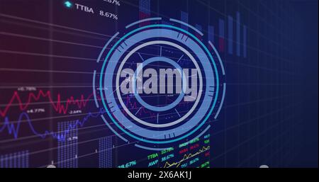 Image of clock ticking over computer circuit board Stock Photo