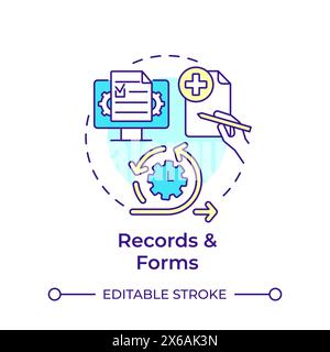 Records and forms multi color concept icon Stock Vector