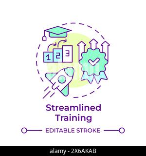 Streamlined training multi color concept icon Stock Vector